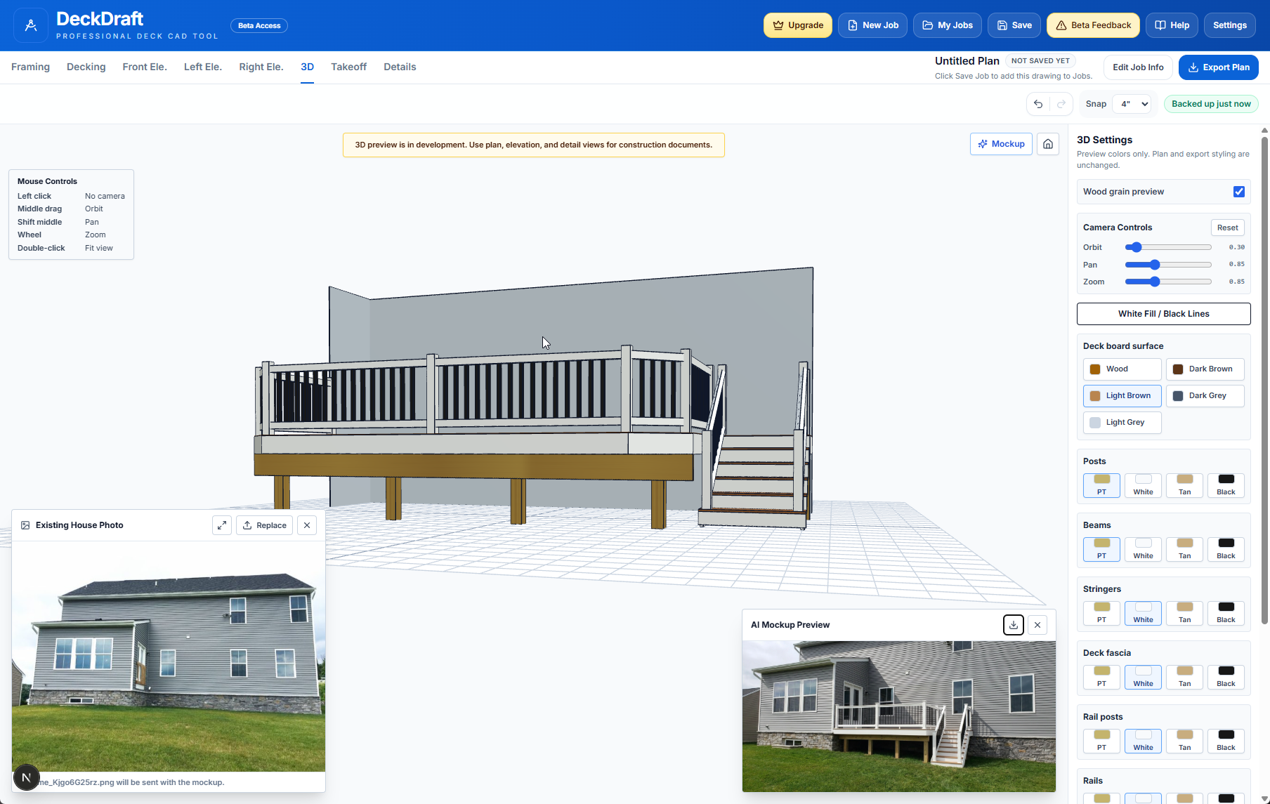 DeckDraft 3D deck preview and AI mockup workflow